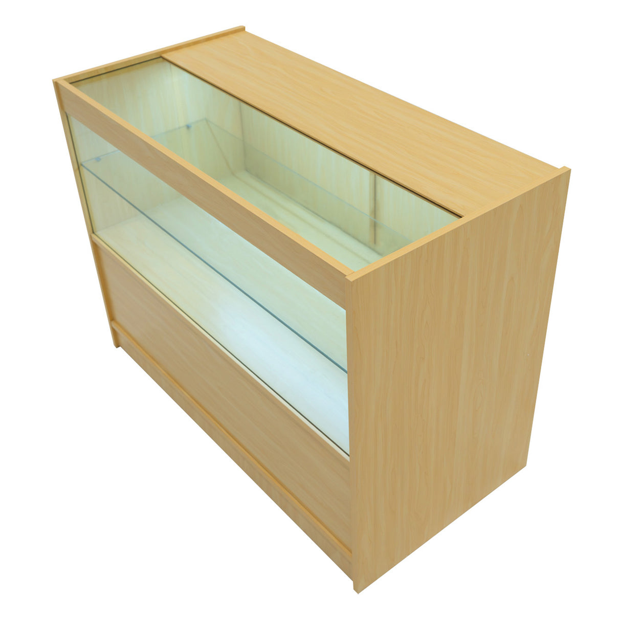 "VEGA" Set med LED-belysta Butiksmoduler CM60 + K1200 + C1200 + TB60 – Lönnfärgad finish