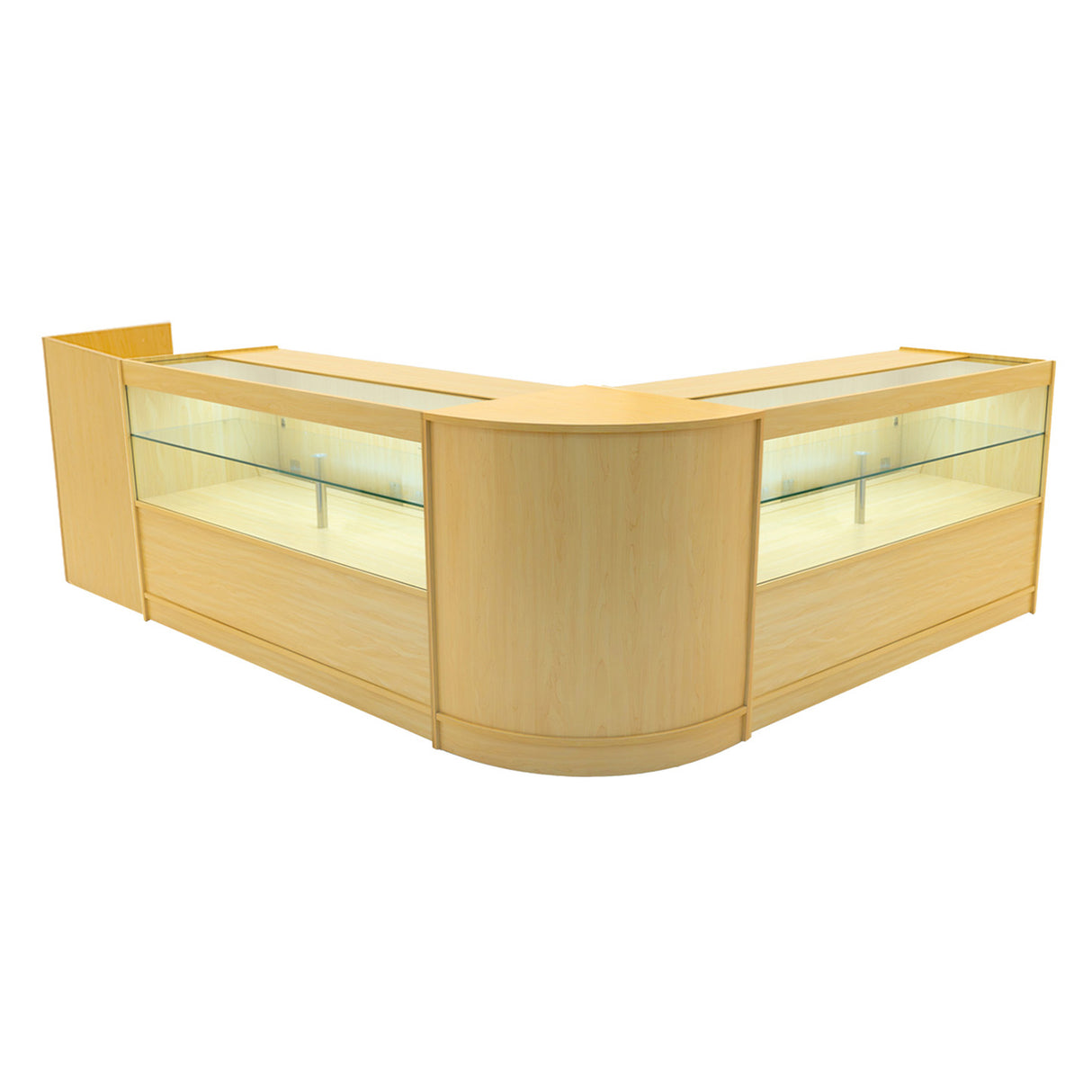 "PHOENIX" Set med LED-belysta Butiksmoduler CM60 + 2xC1500 + TB60 – Lönnfärgad finish