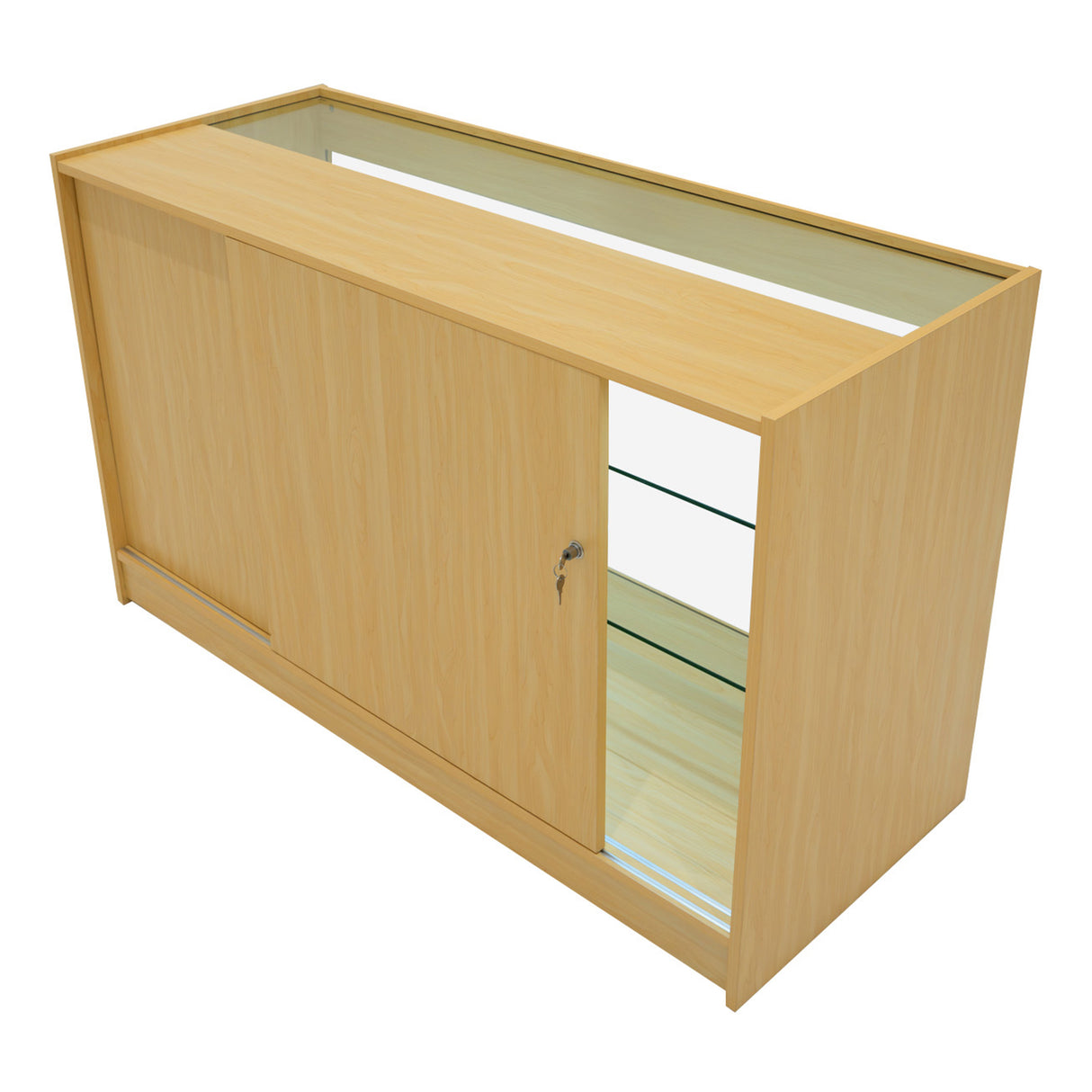 "VEGA" Set med LED-belysta Butiksmoduler CM60 + K1500 + C1500 + TB60 – Lönnfärgad finish