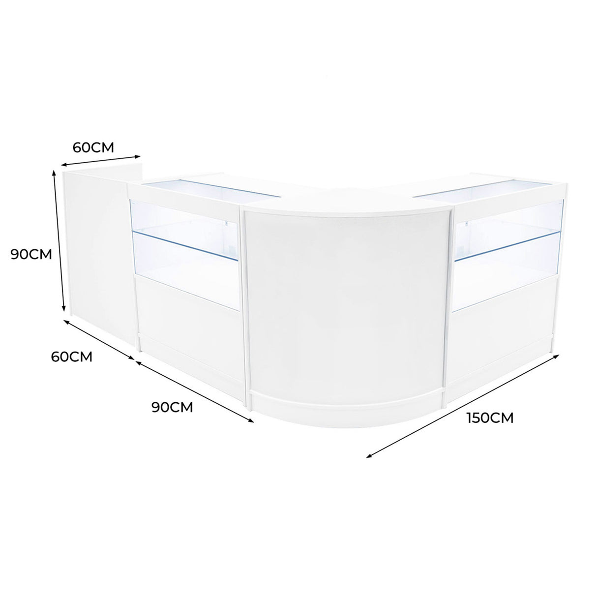 "PHOENIX" Set med LED-belysta Butiksmoduler CM60 + 2xC900 + TB60 – Vit