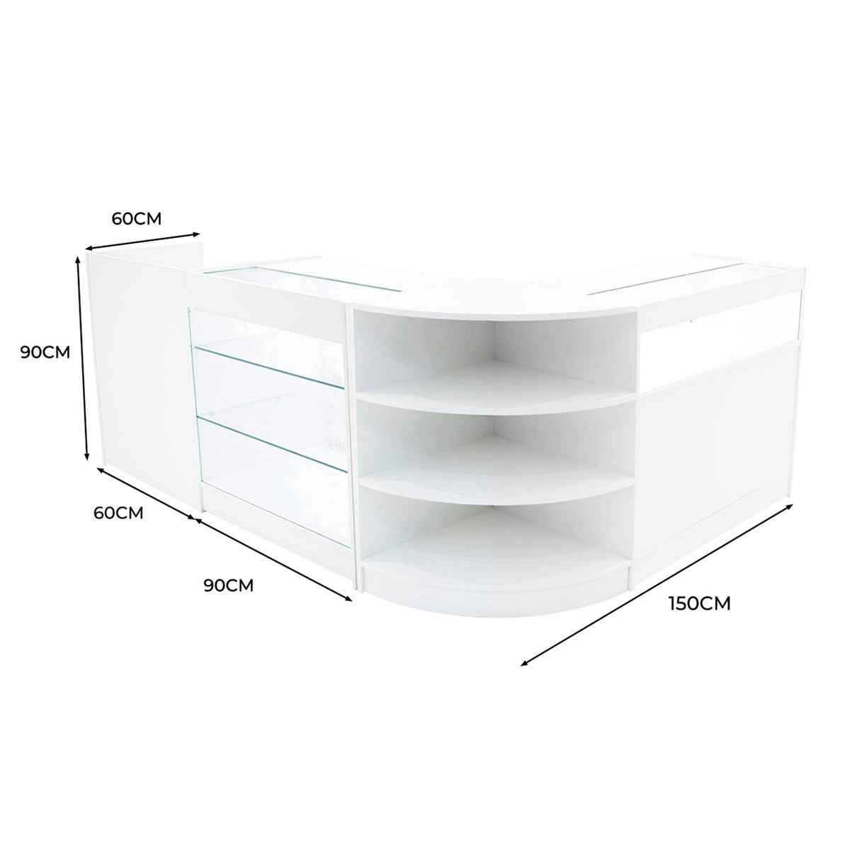 "HYPERION" Set med LED-belysta Butiksmoduler LM60 + B900 + K900 + TB60 – Vit