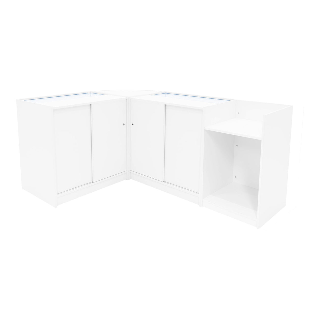 "THEIA" Set med LED-belysta Butiksmoduler LM60 + K900 + C900 + TB60 – Vit