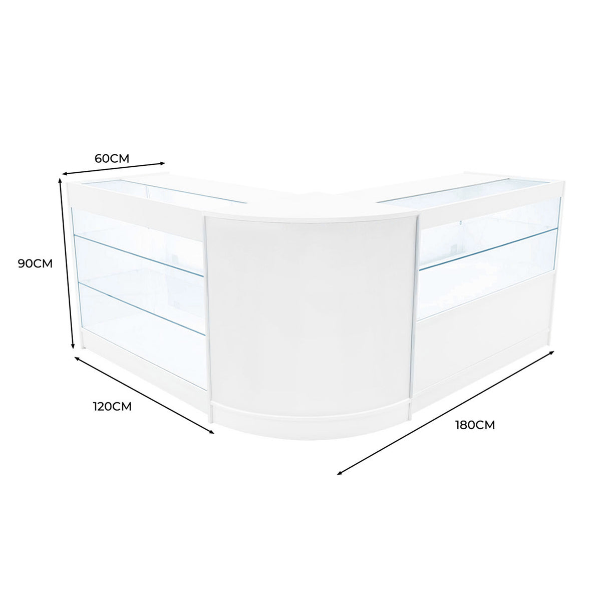 "HERA" Set med LED-belysta Butiksmoduler CM60+K1200+C1200 – Vit