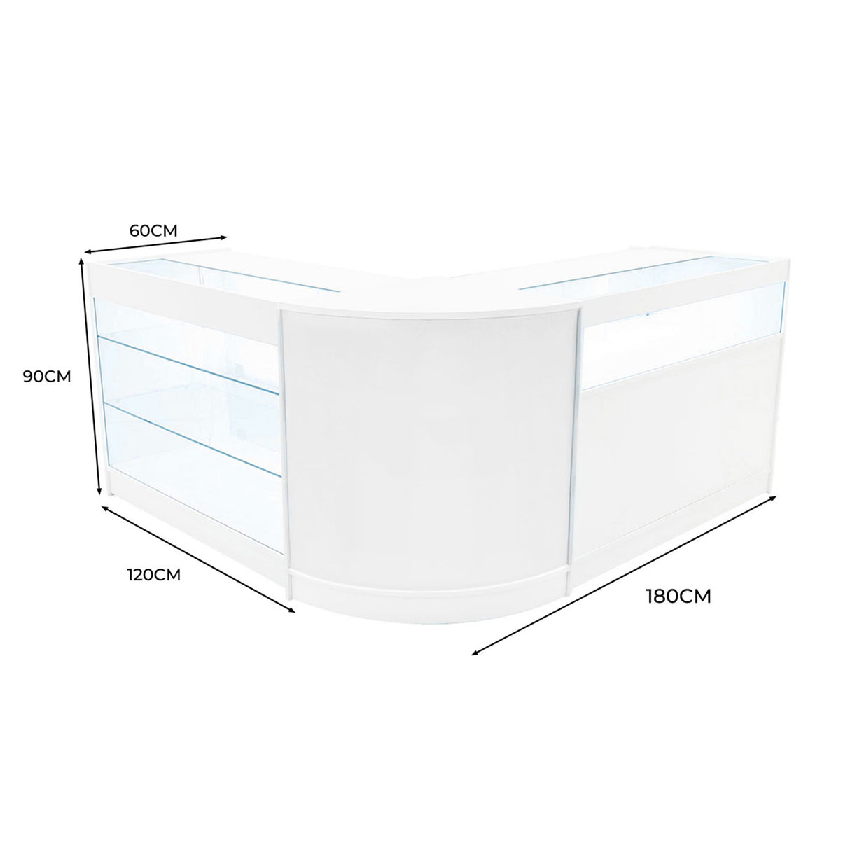 "TRITON" Set med LED-belysta Butiksmoduler CM60+K1200+B1200 – Vit