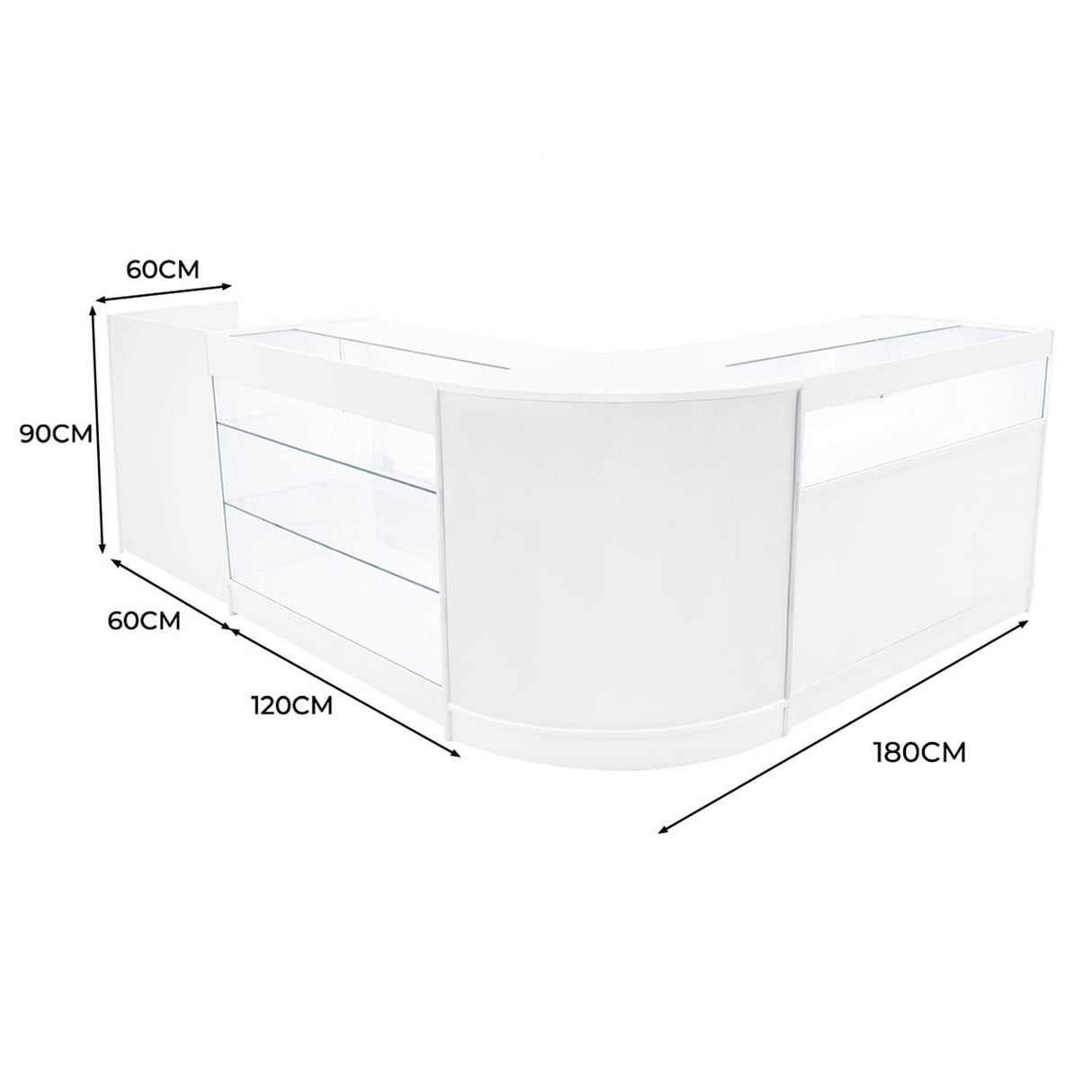 "POLARIS" Set med LED-belysta Butiksmoduler CM60 + B1200 + K1200 + TB60 – Vit