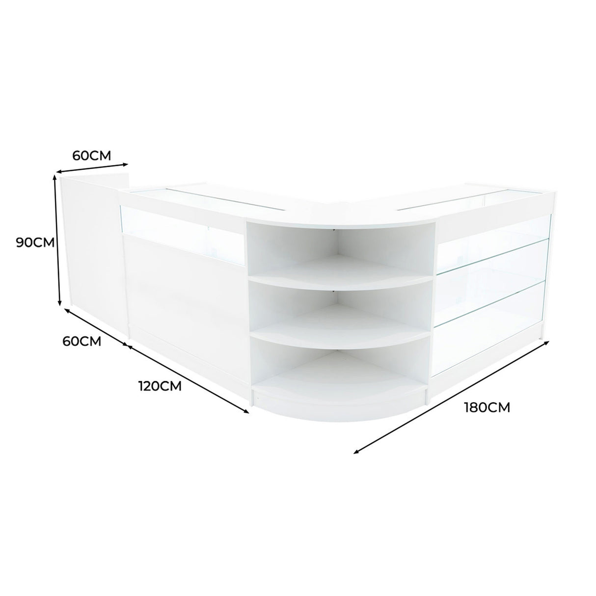 "HYPERION" Set med LED-belysta Butiksmoduler LM60 + B1200 + K1200 + TB60 – Vit