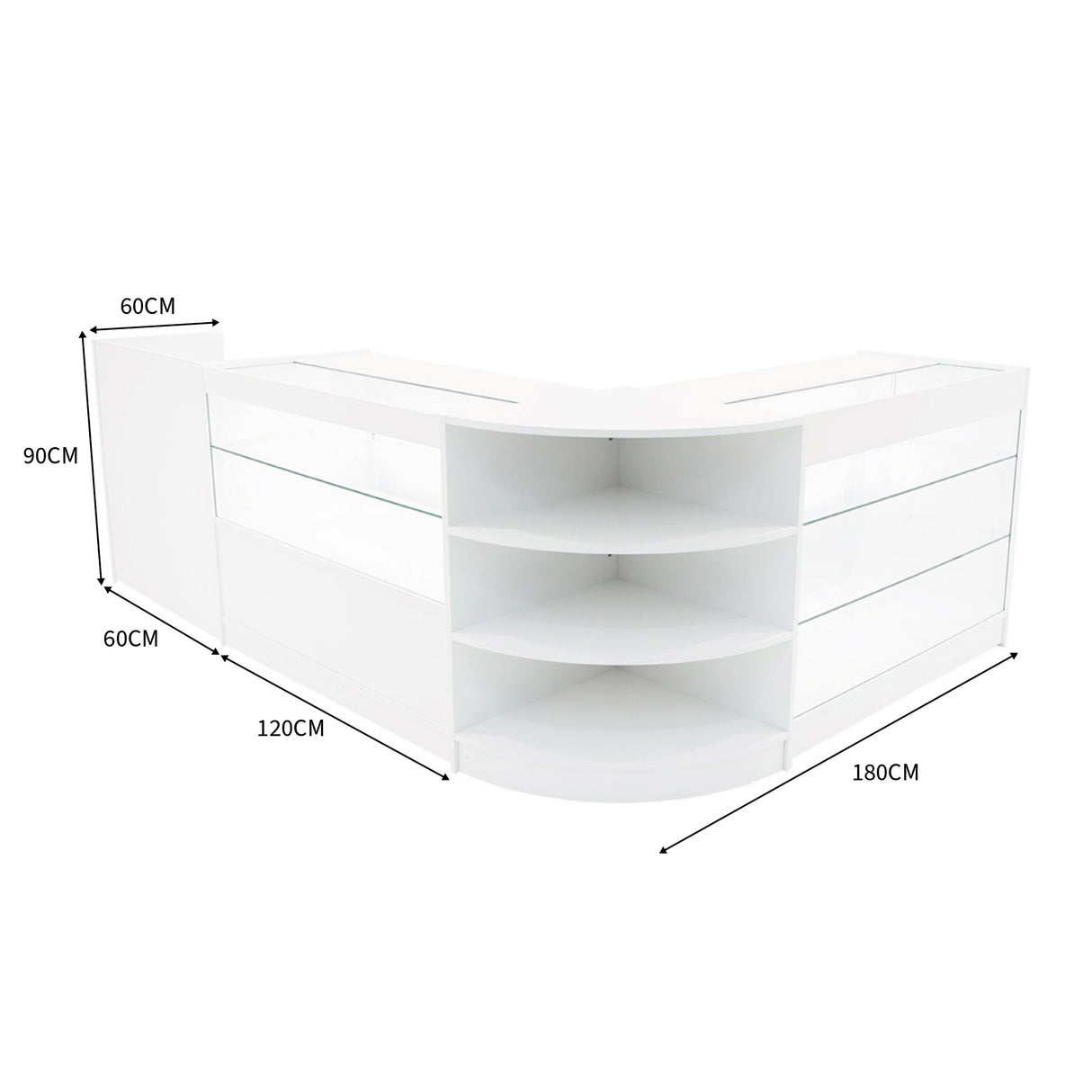 "THEIA" Set med LED-belysta Butiksmoduler LM60 + K1200 + C1200 + TB60 – Vit