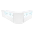 Vitt butiksmodulset med LED-belysning, elegant design och glasytor, perfekt för att visa produkter i detaljhandeln