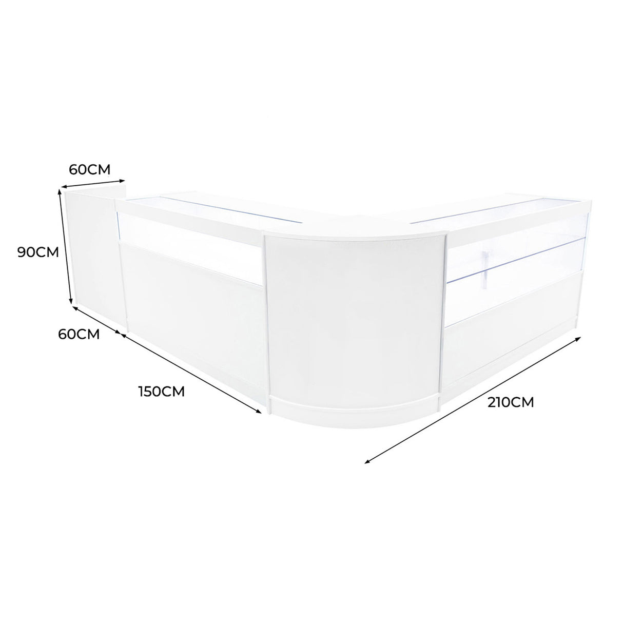"GRAVITY" Set med LED-belysta Butiksmoduler CM60 + B1500 + C1500 + TB60 – Vit