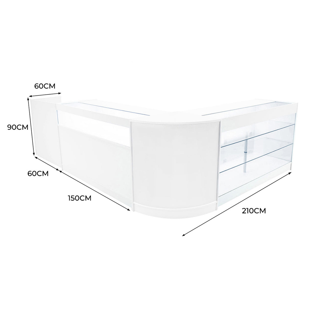 "POLARIS" Set med LED-belysta Butiksmoduler CM60 + B1500 + K1500 + TB60 – Vit