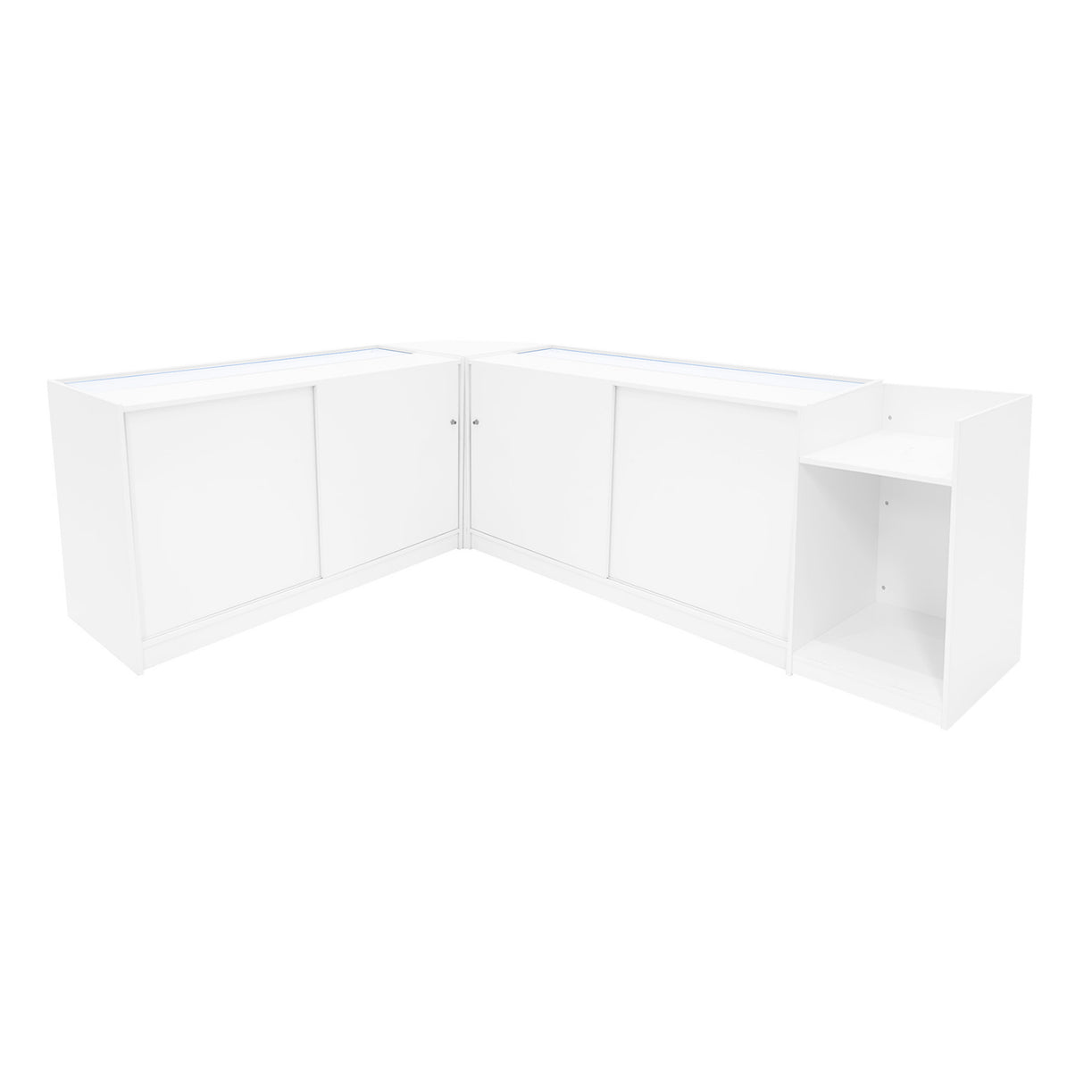 "THEIA" Set med LED-belysta Butiksmoduler LM60 + K1500 + C1500 + TB60 – Vit
