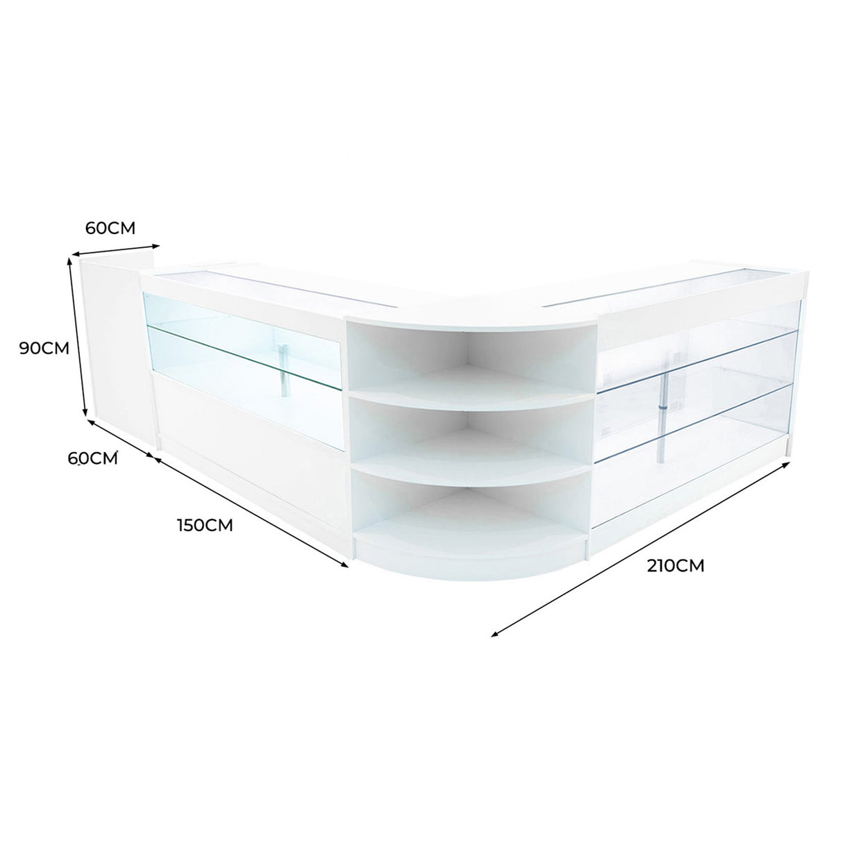 "THEIA" Set med LED-belysta Butiksmoduler LM60 + K1500 + C1500 + TB60 – Vit