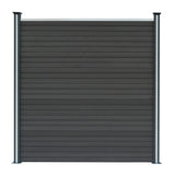 Staket för utomhusbruk i WPC och aluminium – 2x fyrkantig paneler + 1x sned panel + 3 stolpar med LED| Grå
