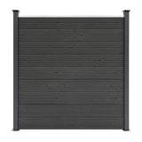 Staket för utomhusbruk i WPC och aluminium – 5x fyrkantig paneler + 1x sned panel + 6 stolpar med LED| Grå