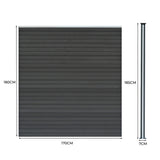 Staket för utomhusbruk i WPC och aluminium – 5x fyrkantig paneler + 1x sned panel + 6 stolpar med LED| Grå