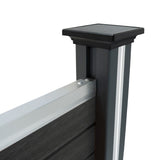 Staket för utomhusbruk i WPC och aluminium – 3x fyrkantig paneler + 1x sned panel + 4 stolpar med LED| Grå