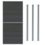 Staket för utomhusbruk i WPC och aluminium – 2x paneler + 3 stolpar | Grå