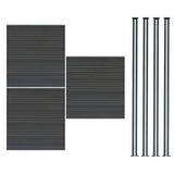 Staket för utomhusbruk i WPC och aluminium – 3x paneler + 4 stolpar | Grå