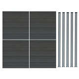 Staket för utomhusbruk i WPC och aluminium – 4x paneler + 5 stolpar | Grå