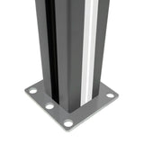 Staket för utomhusbruk i WPC och aluminium – 3x fyrkantig paneler + 1x sned panel + 4 stolpar med LED| Brun