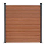 Staket för utomhusbruk i WPC och aluminium – 1x fyrkantig panel + 1x sned panel + 2 stolpar med LED| Brun