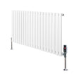 Oval enkelpelarradiator i vit färg, 600 mm x 1200 mm, med släta ytor och moderna ventiler, perfekt för effektiv uppvärmning