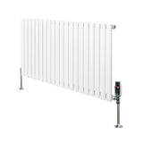 Oval enkelpelarradiator i vit färg, 600 mm x 1200 mm, med släta ytor och moderna ventiler, perfekt för effektiv uppvärmning