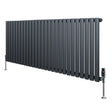 Oval enkelkolonnsradiator i antracitgrå, 600 mm x 1620 mm, med släta, vertikala ribbor och stilrena ventiler för modern inredning
