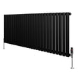 Oval svart enkelkolonnsradiator med släta ytor och ventiler, 600 mm x 1620 mm, elegant design för modern inredning