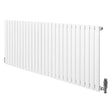 Oval vit enkelpelarradiator med släta, rektangulära sektioner och ventiler, 600 mm x 1620 mm, perfekt för effektiv uppvärmning