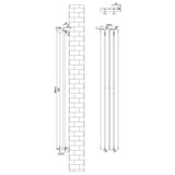 Oval svart enkelkolonnsradiator med ventiler, mått 1600 mm x 240 mm, stilren design och slät yta för modern inredning