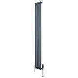 Oval enkelkolonnsradiator i antracitgrå, 1800 mm x 240 mm, med släta ytor och moderna ventiler för effektiv värme