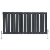 Platt enkelkolumnsradiator i antracitgrå med släta, vertikala lameller och ventiler, 600 mm x 1190 mm, modern design