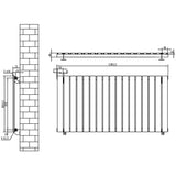 Svart platt enkelkolumnsradiator med ventiler, 600 mm x 1190 mm, med släta ytor och rektangulära lameller för effektiv värmefördelning