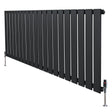 Platt enkelkolumnsradiator i antracitgrå färg, 600 mm x 1400 mm, med släta ytor och ventiler på båda sidor för effektiv värme