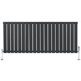 Platt enkelkolumnsradiator i antracitgrå med släta ytor och ventiler, mått 600 mm x 1400 mm, perfekt för modern inredning
