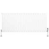 Platt enkelkolumnsradiator i vit färg, 600 mm x 1400 mm, med släta ytor och ventiler på båda sidor för effektiv värmefördelning