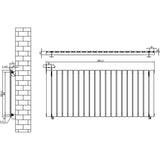 Svart platt enkelkolumnsradiator med ventiler, 600 mm x 1400 mm, med släta ytor och vertikala ribbor för effektiv värmeöverföring