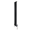 Svart platt enkelkolumnsradiator med ventiler, 1600 mm lång och 280 mm bred, med släta, moderna linjer och metallisk finish