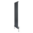 Platt enkelkolumnsradiator i antracitgrå, 1600 mm x 420 mm, med släta ytor och moderna ventiler för effektiv uppvärmning