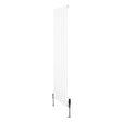 Platt enkelkolumnsradiator i vit färg, 1600 mm x 420 mm, med släta ytor och ventiler, perfekt för modern inredning