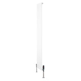 Platt, vit enkelkolumnsradiator med ventiler, 1800 mm lång och 280 mm bred, med släta ytor och moderna linjer