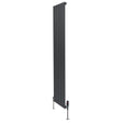 Platt enkelkolumnsradiator i antracitgrå, 1800 mm x 420 mm, med släta ytor och ventiler, perfekt för modern inredning