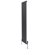 Platt enkelkolumnsradiator i antracitgrå, 1800 mm x 420 mm, med släta ytor och ventiler, perfekt för modern inredning