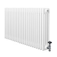Traditionell vit 4-kolonnsradiator i stål med släta ytor och ventiler, mått 600 x 1010 mm, perfekt för effektiv uppvärmning