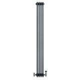 Traditionell 4-kolonnsradiator i antracitgrå, 1800 x 200 mm, med släta ytor och eleganta ventiler för modern inredning