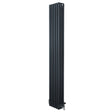 Traditionell 4-kolonnsradiator i antracitgrå, 1800 x 290 mm, med släta ytor och vertikala ribbor för effektiv värmeöverföring