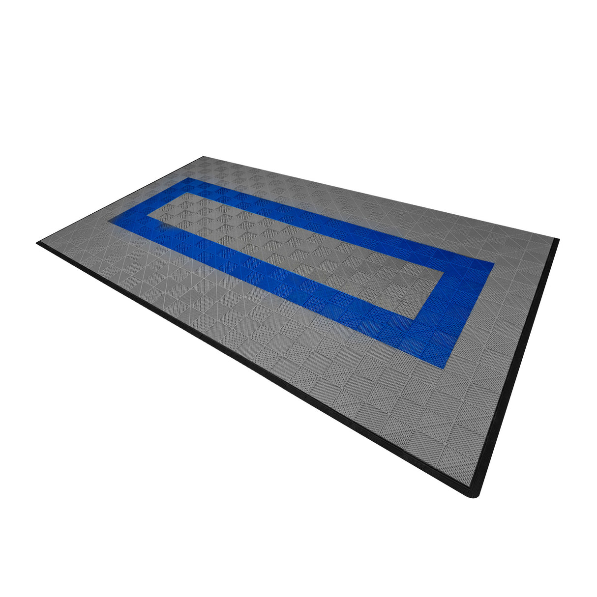 Polypropenplattor med ventilationskanaler (120 enheter) och kanter - Grå (90) och Blå (30)