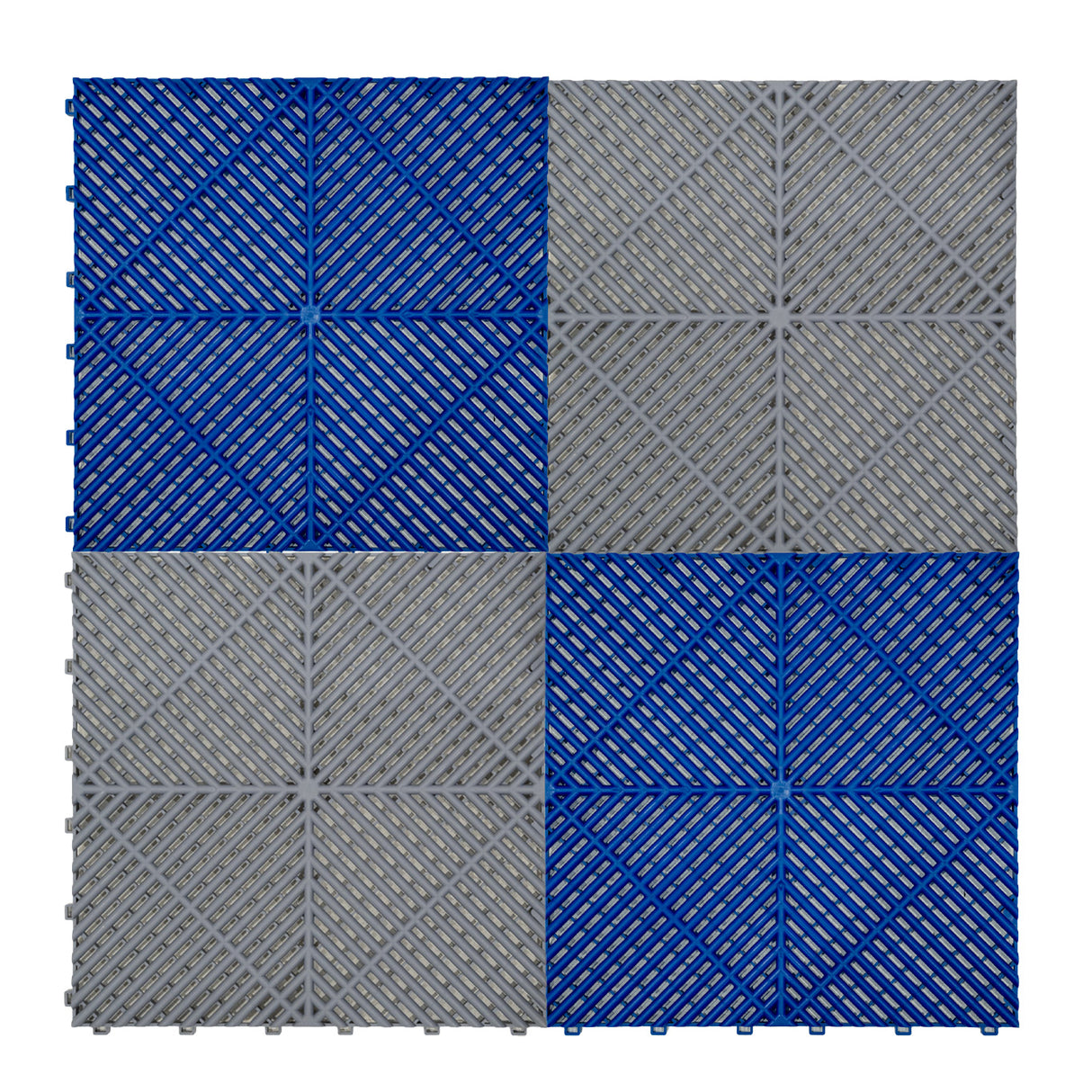 Polypropenplattor med ventilationskanaler (120 enheter) och kanter - Blå (90) och Grå (30)