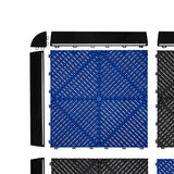 Polypropenplattor med ventilationskanaler (120 enheter) och kanter - Svart (60) och Blå (60)+ Hexagonal LED-taklampa